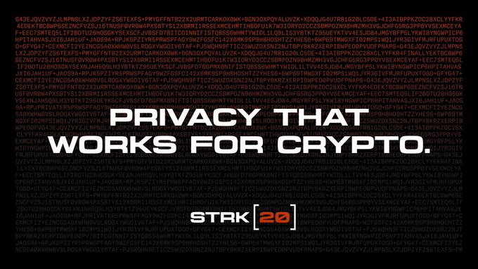 The image features a black background with white text that reads "PRIVACY THAT WORKS FOR CRYPTO. . ." The text is written in an orange font style, which stands out against the black background. The text also includes some numbers and letters, possibly indicating the name of the cryptocurrency or a related concept.