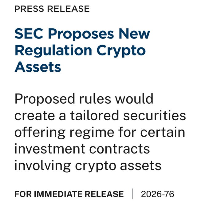 This press release from the SEC proposes new regulations for "Crypto Assets," which aligns with the text by announcing a tailored securities regime that would allow projects to raise up to 75 million USD annually without securities registration.