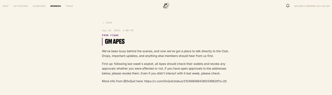 Forum post titled 'GM APES' discussing Club Drops, Bored Apes, and wallet approvals, dated Sep 29, 2021.
