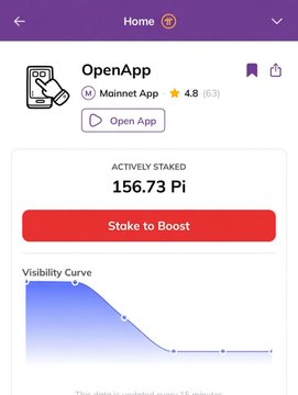The image shows an app called "OpenApp" displayed on a smartphone screen. The app has been officially launched on the mainnet of the Pi Network, as indicated by the text at the bottom of the image. The app's status bar displays information about its launch and the number of users it has attracted.