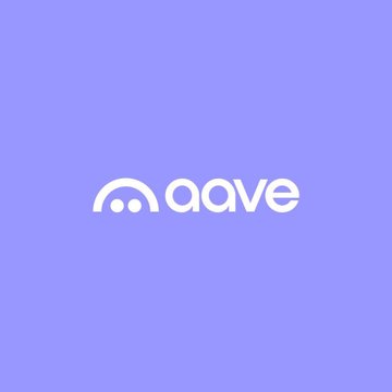 The image displays the Aave logo in white on a lavender background, accompanying news that Aave v4's Total Value Locked has reached an all-time high of $222 million.