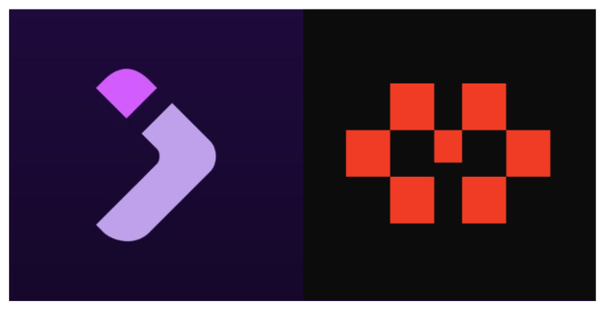 Two logos displayed side by side: a stylized purple "J" emblem on the left representing Jumper (the token sale project), and a red pixelated heart on the right representing Legion (the KYC-verified fundraising platform), illustrating the $JUMP sale mentioned in the accompanying post.