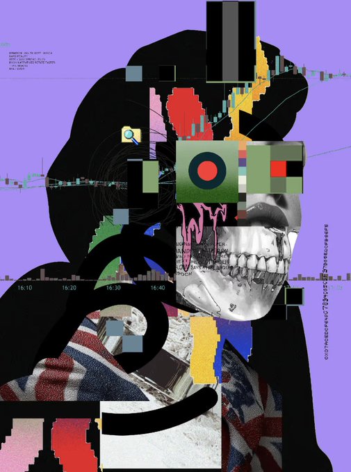 The image features a digital art piece that depicts an abstract representation of a person's face with various elements such as teeth, bones, and a skull. The artwork also includes text that reads "DEATH PROTOCOL 1 OF 1 just SOLD for 0.35 ETH on the secondary market. Congraz to the sell @livesawave". This post is about selling an art piece or a digital image of a person's face, with the artist receiving payment in exchange. The artwork seems to be a unique and intriguing representation of human anatomy and facial features, possibly related to the concept of death or the idea of selling one's body as a form of art.