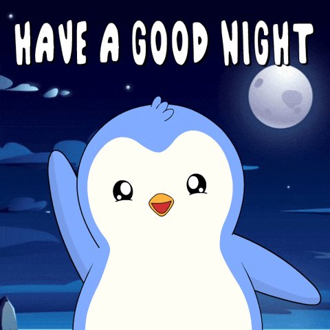 The image features a cartoon penguin waving at the camera, surrounded by a night sky filled with stars. The text "Have A Good Night" is written above the penguin's head, indicating that it's time for bedtime or goodnight wishes. The background of the image also includes a full moon and clouds, adding to the nighttime atmosphere.