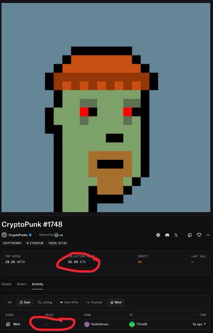 The image features a screenshot of an online auction page for a digital artwork, likely a pixel art portrait of a character or cartoon-like figure. Two important numbers are displayed - 33e ATH and $75. These values indicate that the artwork is up for sale at auction with a minimum bid price of $75. The bidding process is complex, and buyers need to have sufficient funds to participate in the auction. The auction page also includes other details about the artwork, such as its creator and the number of views it has received on the website. Overall, this image highlights the intricacies involved in selling digital artworks and the competitive nature of online marketplaces like eBay or similar platforms.