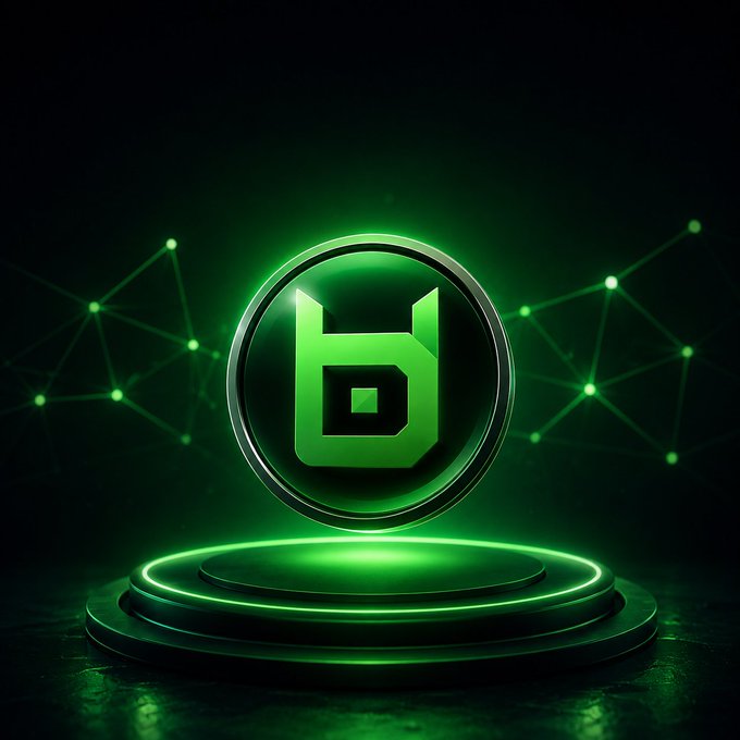 A glowing green Beldex (BDX) coin emblem hovers above an illuminated circular podium, set against a dark background with interconnected network nodes symbolizing privacy and secure blockchain technology. The image visually reinforces the post's emphasis on Beldex's privacy-first ecosystem for communication, browsing, identities, and transactions.