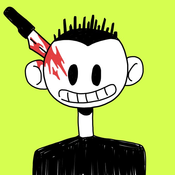 A cartoon character with a knife stuck in its head, illustrating the theme of "10k Ways to Die" mentioned in the accompanying post.
