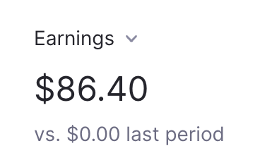 A "Earnings" dashboard displays $86.40 in earnings compared to $0.00 last period, visually supporting the user's post about earning $86 from their Astro referral link as passive income.
