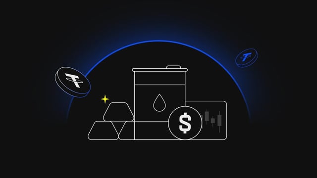 In the image, a black background with blue and white elements dominates the scene. Two stacks of money are prominently displayed, one larger than the other, representing Bitcoins, gold coins, and real money, respectively. A dollar sign with an upward-pointing arrow is situated in the middle of the image, suggesting growth or value increase. The text "Bing X TradFi Stocks Daily Volume Surges 700% in Five Days Amid Rising Multi-Asset Trading Demand" indicates that the trading volume has doubled over five days.