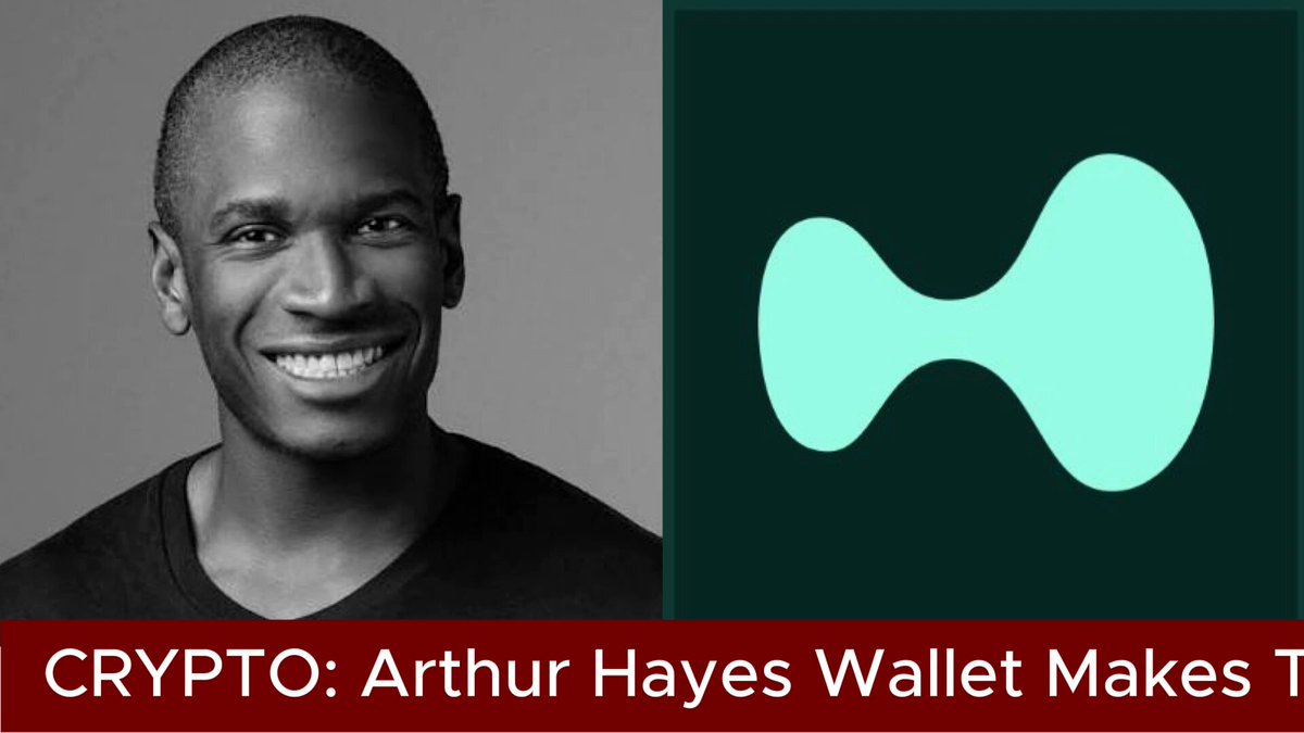 The image features a black and white photo of a smiling man wearing a t-shirt with a logo for Bitcoin. Below the photo, there's text promoting cryptocurrency called "Crypto.", followed by a quote from Arthur Hayes that says "Arthur Hayes Wallet Stacks Hyperliquid Again Arthur Hayes - linked wallet (0xf7A4) pulls $2.93M in 
HYPE from Gate exchange, hours ago, per lookonchain". The image also includes the text "I: Crypt; Arthur Hayes: Etherash token; Bitcoin; Cryptocurrency" and "Crypto!: Arthur Hayes-Linked Wallet Stacks Hyperliquid Again Arthur Hayes - linked wallet (0xf7A4) pulls $2.93M in 
HYPE from Gate exchange, hours ago, per lookonchain". The image has a positive, uplifting mood with the man's smile and the cryptocurrency promotion.
