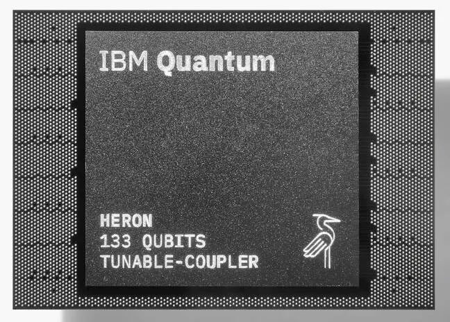 The image features an IBM Quantum computer chip with a black background and white text. The text reads "IBM Quantum" followed by "Quip frames preparedness as a competitive advantage rather than just a defensive necessity @quipnetwork messaging implies that systems capable of adapting early to future computational realities may end up more trusted, resilient and durable than those that wait until". This message suggests that IBM Quantum technology is designed for adaptability and flexibility in the face of changing computing needs. The image also includes a bird logo on the chip, which could be an identifier or symbol related to the IBM Quantum project.