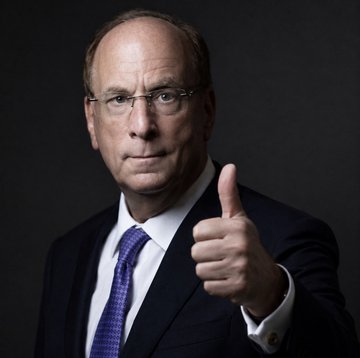 A man in a dark suit and purple tie gives a thumbs-up against a black background. The image aligns with the post's bullish sentiment on institutional crypto adoption, as the gesture symbolizes approval of major firms like BlackRock and Mubadala increasing their investments in BTC and SUI.