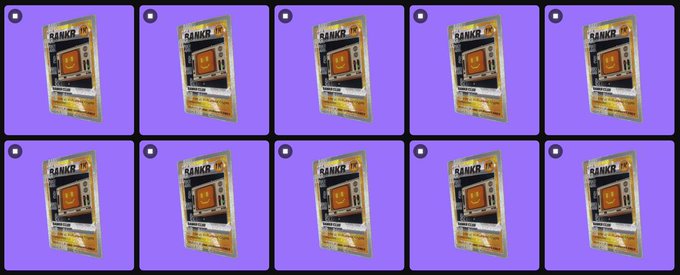 The image features a purple background with nine square cards arranged in three rows of three, each card displaying an orange and black label that reads "SARCO" followed by the number "9". The cards are all facing the same direction, creating a sense of uniformity across the entire display.