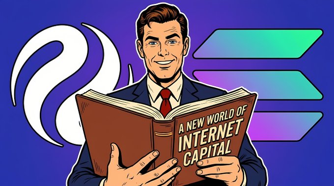 A cartoon man in a suit reads "A NEW WORLD OF INTERNET CAPITAL" beside the Polygon and Solana logos, illustrating the cross-chain expansion of INJ to the Solana ecosystem.