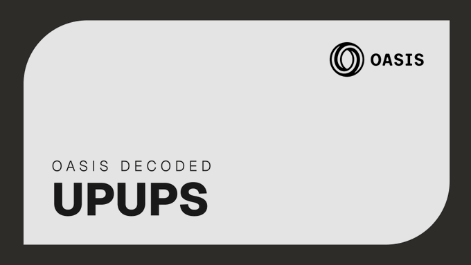 The image displays a title card with the OASIS logo in the top right corner and bold text reading "OASIS DECODED" above the large heading "UPUPS," serving as a header for the social media thread about the misleading upgrade feature.