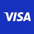 The blue Visa logo with white italicized 'VISA' text on a solid blue background.