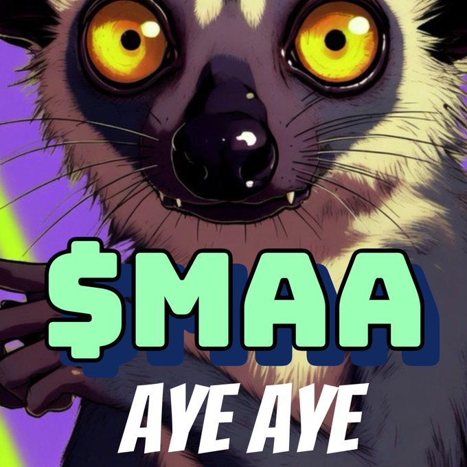 The image shows a cartoon lemurs face with eyes, nose, mouth, and ears showing its teeth as if posing for a picture. The background of the image has colors that stand out against each other, creating a visually captivating scene. In the text at the bottom of the image, there is information about a contest taking place on social media where participants are required to tag their posts with the hashtag "AyeayeSolana" and offer $10 as a prize for 3 days. The main focus of the post seems to be encouraging people to participate in this competition by showcasing the lemurs' teeth-grinning faces, making it an eye-catching, fun, and engaging piece of content.