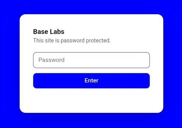 A password-protected "Base Labs" login screen, reflecting the gated access of the newly launched chain.base.org domain that has sparked speculation about a potential $BASE airdrop before any official announcement.