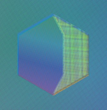 The image shows a colorful, cube-like geometric shape rendered in shades of blue, purple, and green against a teal background. It appears to be a piece of generative art, likely titled "Gn from Gazers" #817 from the collection by @TokenAngels, as indicated by the accompanying caption.