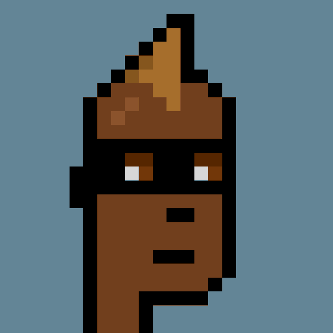 Pixel art depicting the character Falco from Star Fox, shown with brown skin, dark eyes, and a distinctive upward-pointing hairstyle against a blue background.