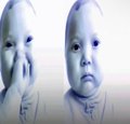 Two ghost-like white figures stare blankly at the viewer with large, sad eyes, appearing ghostly and surreal. The eerie, doll-like faces visually echo the post's frustrated tone of haunting regret over missed profits from the "$60+ potential" opportunity mentioned in the caption, as if the ghosts are haunting the poster about the missed gains.