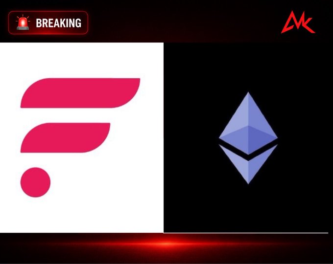 A 'BREAKING' news graphic displaying the pink Pump.fun logo next to the Ethereum (ETH) logo on a dark background.