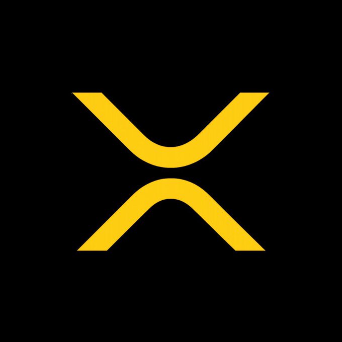 A yellow stylized 'X' logo on a black background, which is the symbol for the cryptocurrency XRP.
