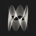 A grayscale abstract or scientific visualization showing a pattern of bright, elongated oval shapes arranged symmetrically around a dark central area.