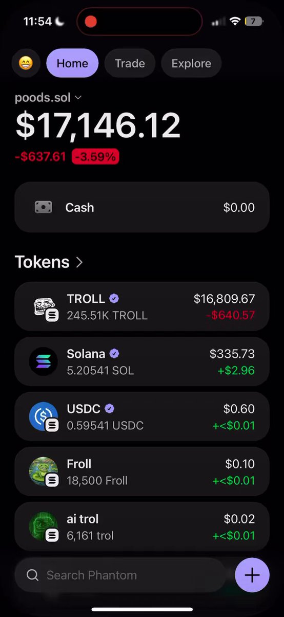 The image shows a black iPhone screen displaying multiple trade options and their respective details such as currency, currency type, price, and volume. The focus of this particular trade seems to be Bitcoin or Dogecoin (DOGE), with a total value of $1,764,116.12 spread across several trades. There are also various other cryptocurrency types available on the screen that may be related to the trade being executed by the user.