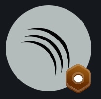 The image features a logo with a circle, which has a brown dot at its center. The background of the image is black, making the white circle stand out prominently. Below the circle, there's a small brown hexagon that appears to be a badge or a sticker. The text "POLYMARKET GO" can also be seen in the image.