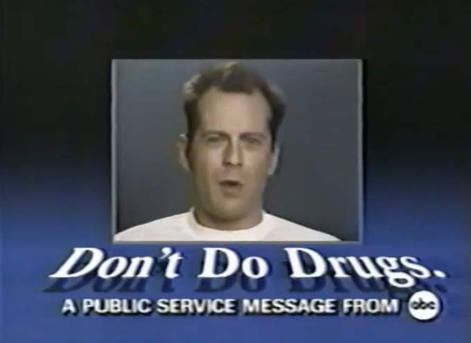A public-service announcement shows a man saying, “Don’t Do Drugs,” with the text “A PUBLIC SERVICE MESSAGE FROM abc.” It serves as a meme-like warning to ignore accounts or teams falsely promoting an airdrop and wasting people’s time for views and engagement metrics.