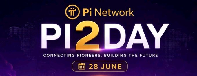 The image features a banner for Pi2Day, which is an event that takes place on June 28th. The banner displays the title "Pi2Day" along with the date and time of the event. It also includes some text about connecting pioneers in building the future, smart contracts, and other related topics. Additionally, there are two logos present: one for Binance Listing and another for PiDEX.