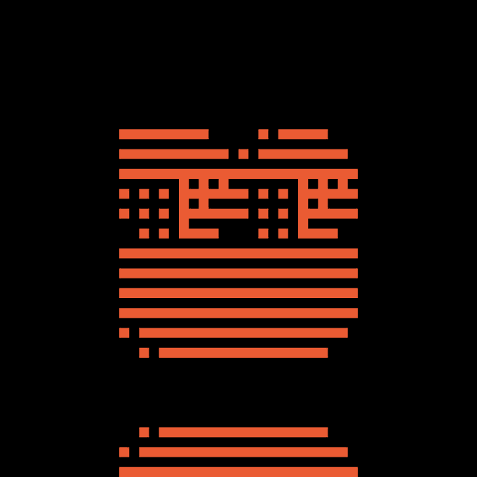 A red and black glitchy, pixelated logo design on a black background, with the text 'TESSER' stylized in a fragmented, retro-digital font.