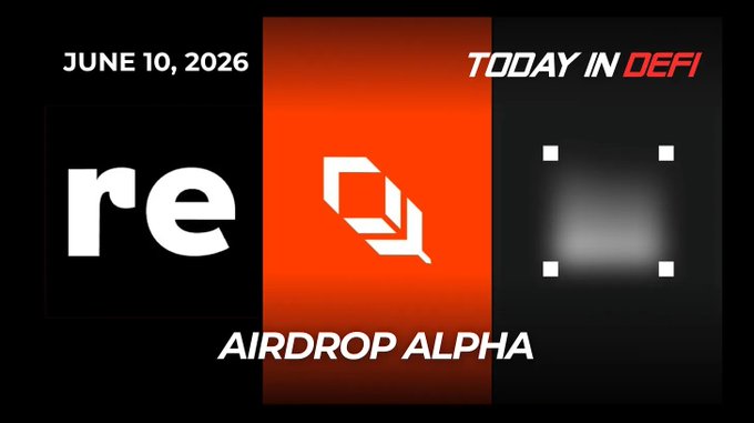 The image features a poster with three different logos, each representing a different company or project related to the word "re". The first logo is an orange square containing the text "re", followed by a white rectangle with the same text. The third logo is an orange triangle with the words "airdrop" and "alpha" written on it. The poster also includes information about airdrop claims, deep book claims, and a list of updates for the Re protocol.