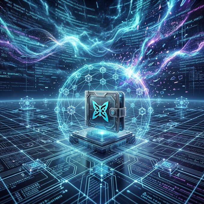 The image features a futuristic scene with a blue butterfly-shaped object, possibly a digital wallet or cryptocurrency exchange, sitting atop a computer chip. The butterfly is surrounded by a network of lines and dots, which could represent data or information related to quantum computing. The background of the image is black, creating a stark contrast that highlights the butterfly and its digital counterpart. The caption above the image reads: "A few months ago, I wouldn't have cared about quantum computing. Then I came across @quipnetwork and started reading about quantum threats. That'S when I realized something. Most of us use crypto wallets without thinking much about what could happen years from now."