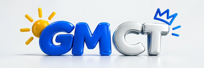 3D-rendered logo spelling 'GMCT' in glossy blue and silver balloon-style letters, accompanied by a yellow sun icon and a blue crown graphic.