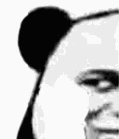 The image features a close-up of a person's face with their eyes closed, giving an impression of a panda bear or a stuffed animal. The background appears to be a white wall, which contrasts with the black and white tones of the photo. There is no text present in the image, but it seems to be related to the post about the creator of miracles.