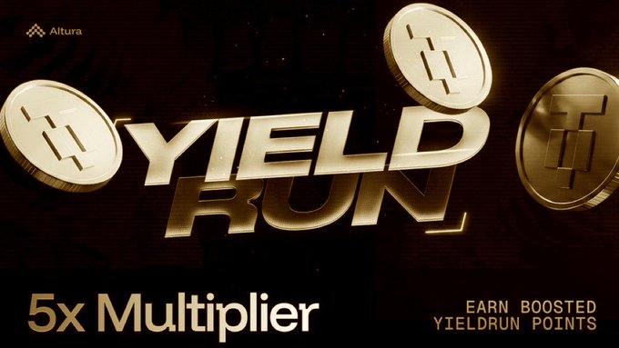 The image features an advertisement for a cryptocurrency called "Yield Run" that offers users five times more points than their current balance. Users can earn these points by lending money to the @Morpho vault, which is designed to provide enhanced yield compared to traditional savings accounts or other investments. The post emphasizes the opportunity to earn a 5x boost on Yield Run points and encourages users to invest in the cryptocurrency to maximize their gains.