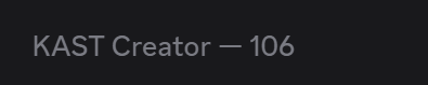 The image displays a dark, minimalist screen with the text "KAST Creator — 106" in gray, likely indicating a count or ranking within KAST's creator distribution program. This visual corresponds to the post's mention of an upcoming creator distribution, highlighting the volume of content creators (possibly over 100) contributing to the platform's Web3 and stablecoin ecosystem initiatives.