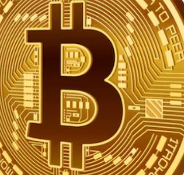 A close-up image of a gold-colored Bitcoin coin with its iconic 'B' symbol prominently displayed.