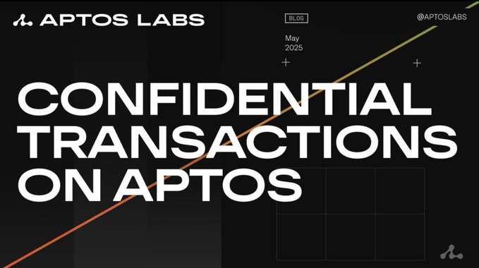 The image features a black background with white text that reads "Confidential Transactions on Aptos Labs" at the top, followed by an orange line with numbers and dates below it. The text also includes the words "Aptos Labs", "Confidential Assets", and "focus on what is in the image". This suggests that the post might be related to a project or service offered by Aptos Labs, possibly involving the management of confidential assets or transactions within their platform.