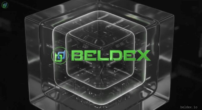 A translucent 3D cube displays the text "BELDEX" alongside a green shield logo with "beldex.io" in the corner, set against a dark background. The image illustrates the post's message about how thoughts remain exposed in ordinary digital systems, contrasting with Beldex's privacy-focused approach to limiting the permanence of unfinished ideas.