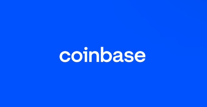 The image displays the Coinbase logo in white text on a solid blue background. The branding directly relates to the post about Coinbase's UK approval to offer traditional investments alongside digital assets, highlighting the company's evolution beyond its core crypto roots.