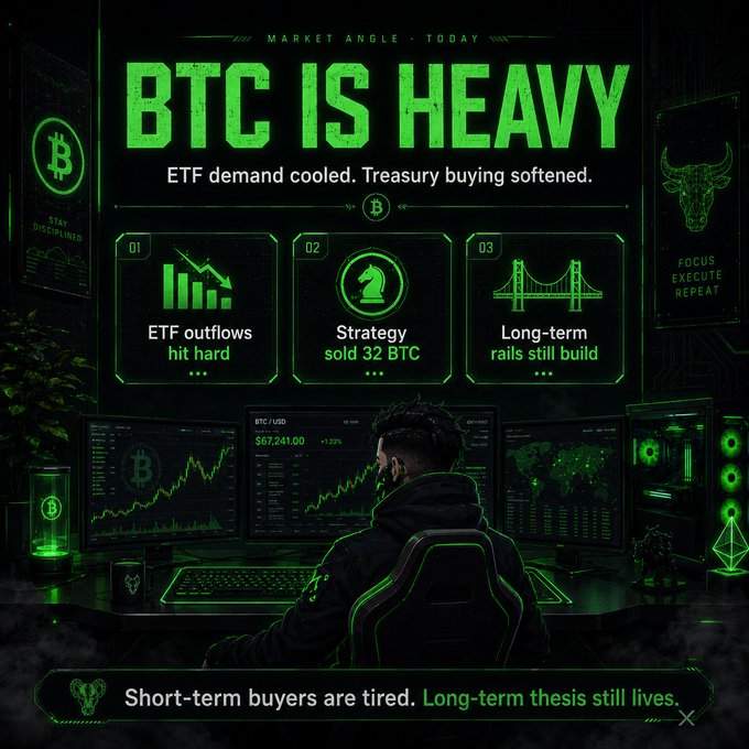 The image features a person sitting in front of a computer monitor while working at a desk with another computer monitor placed behind them. A cup can be seen next to one of the monitors, possibly for drinking during long work sessions. The background of the image is dark green, giving it an intense and focused atmosphere. The main message of the image appears to focus on Bitcoin prices rather than directly relating to the post at hand. However, if we analyze the content closely, there is a phrase that reads "Short-term buyers are tired." This may suggest that people have become weary or disinterested in investing or purchasing Bitcoins due to some factors related to the cryptocurrency market. It could be an indication of how Bitcoin investors might react to recent price fluctuations or overall trends within the Bitcoin ecosystem.