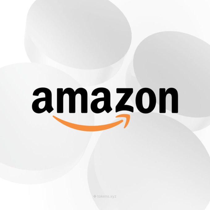 The Amazon logo is displayed prominently in the center, featuring the company's name in bold black lowercase lettering with its signature orange "smile" arrow underneath, set against a white background with soft gray circular shapes. The image reinforces the post's milestone announcement about Amazon being on track to become the first company ever to reach $1 trillion in annual revenue.