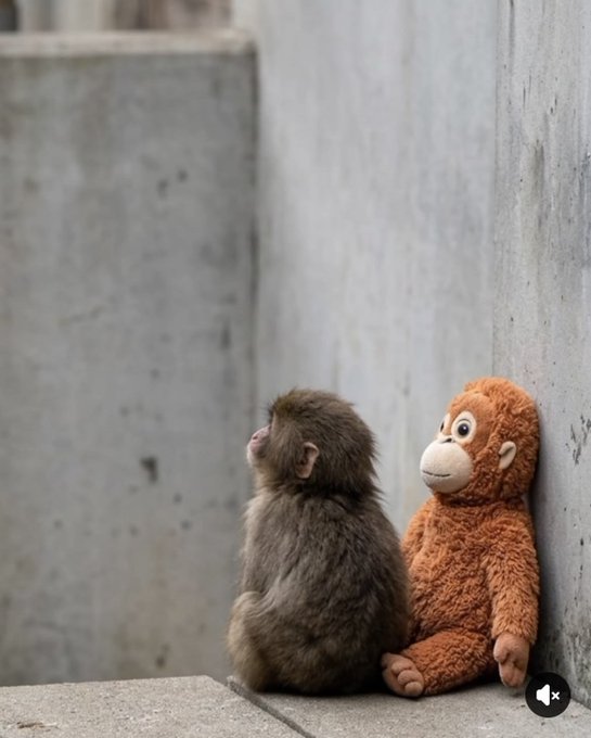 A baby monkey and a stuffed monkey companion sit side by side against a concrete wall, gazing upward—suggesting an optimistic outlook. The image humorously ties to the post's crypto commentary about Solana's pump and the potential rise of the $PUNCH token.