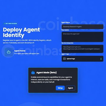 The image shows a screenshot of a website called "Deploy Agent Identity" with blue background, white text, and black icons. The main focus of the image is an agent registration form that appears to be for a cloud-based identity management service. The form has multiple fields where users can input their information, such as name, email address, and password. There are also options for setting up the agent mode and enabling automatic capabilities for the agent.