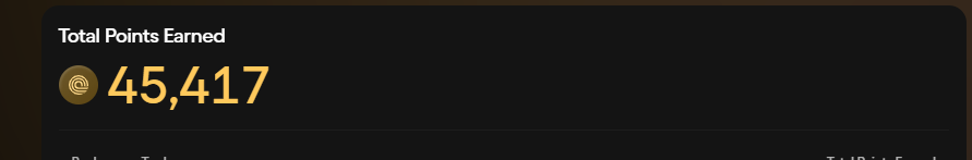 A dark interface displaying 'Total Points Earned' showing 45,417 in gold text.