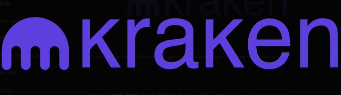 The Kraken cryptocurrency exchange logo displayed in purple text with its iconic octopus-like icon on a dark background.