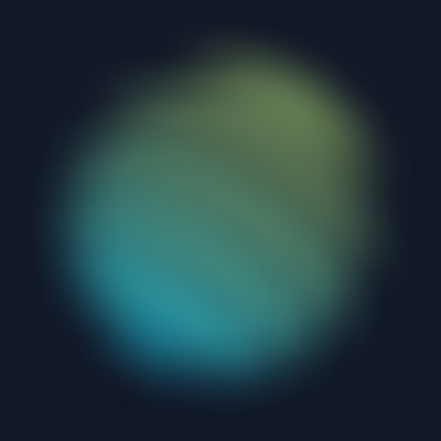 An abstract blurred gradient of teal and green light on a dark background.